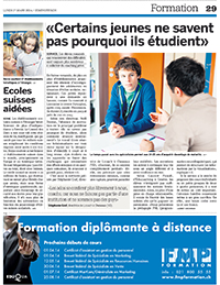 Article du quotidien 20 minutes sur le coaching scolaire - L'interview de Laurent PICAULT EDUCOACHING, à Genève